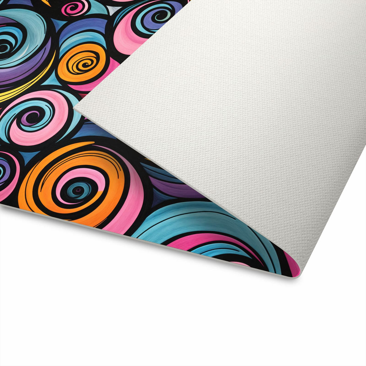 Bodenschonender waschbarer Läufer für die Küche mit Motiv Farbige Spiralen