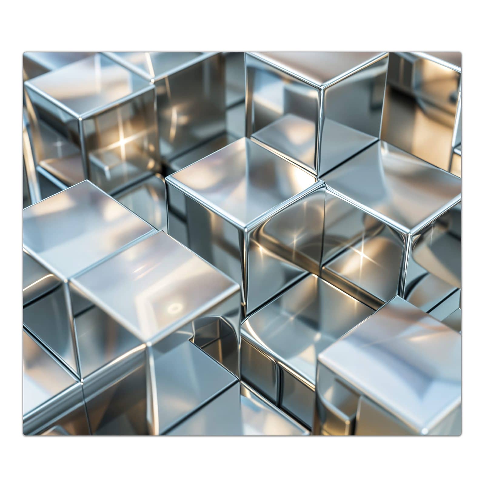 1-teilige Herdabdeckplatten für Ceranfeld mit Metallische Würfel-Motiv in der Frontansicht