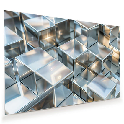 Wandbild mit dem Motiv Metallische Würfel