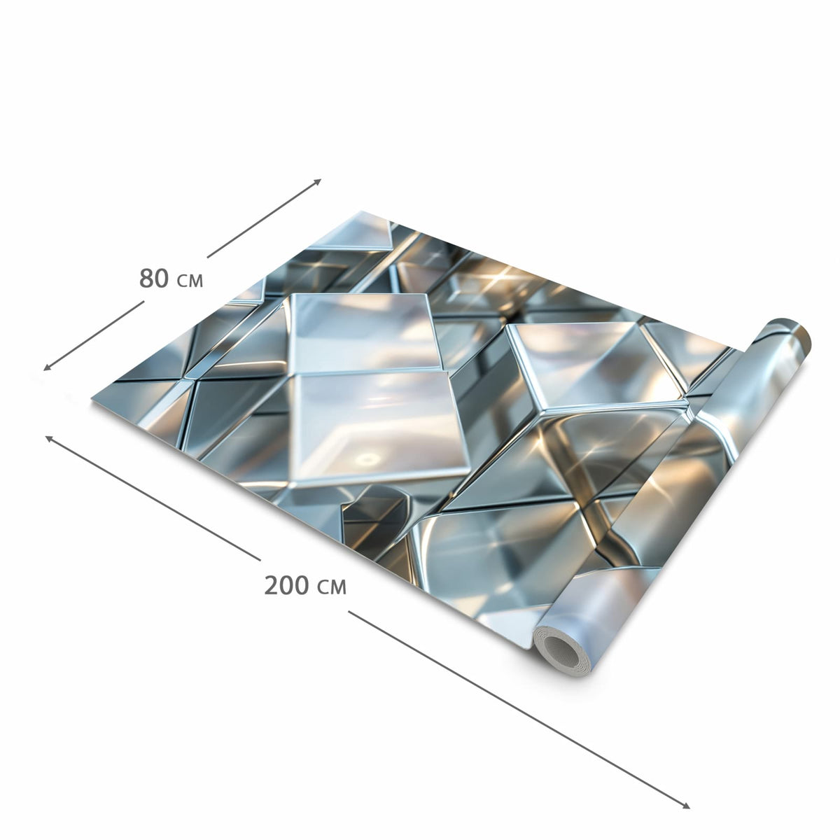 Pflegeleichter Küchenläufer mit Motiv Metallische Würfel in der Grösse 60x120 cm