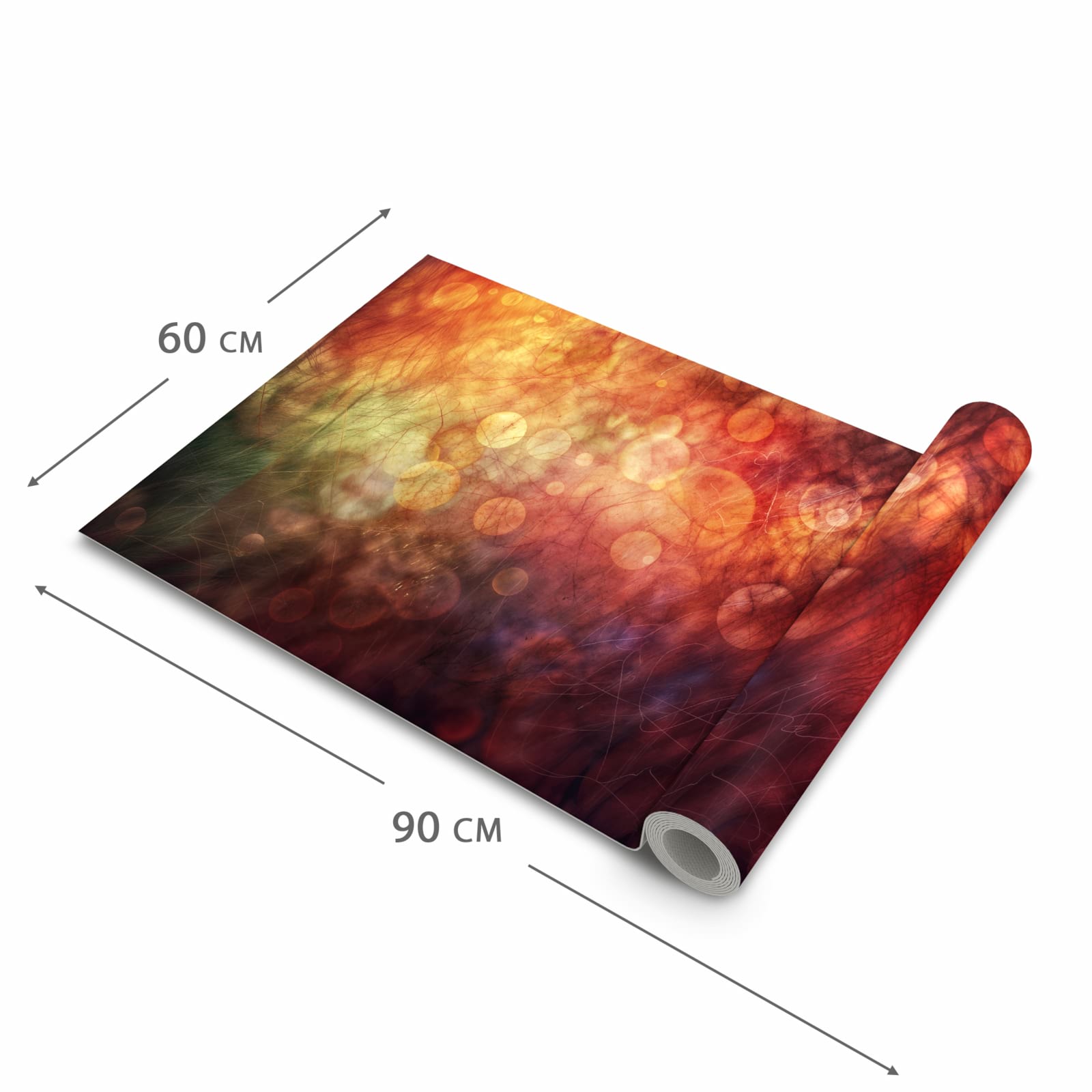 Formstabiler waschbarer Küchenteppich mit Motiv Abstrakte Kreise in der Grösse 90x240 cm