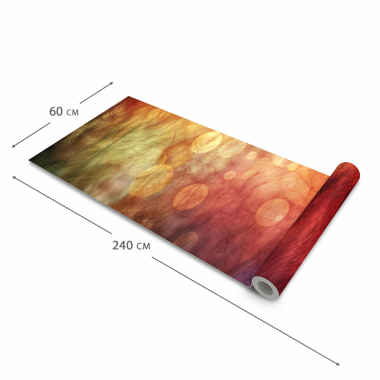 Waschbarer Küchenteppich mit Motiv Abstrakte Kreise in der Grösse 90x240 cm für Ordnung