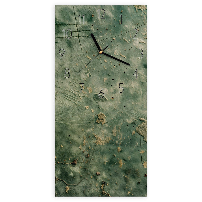 Wanduhr Verwitterte Wandfarbe aus Glas – Hochformat 30 × 60 cm mit Ziffernblatt Elegant