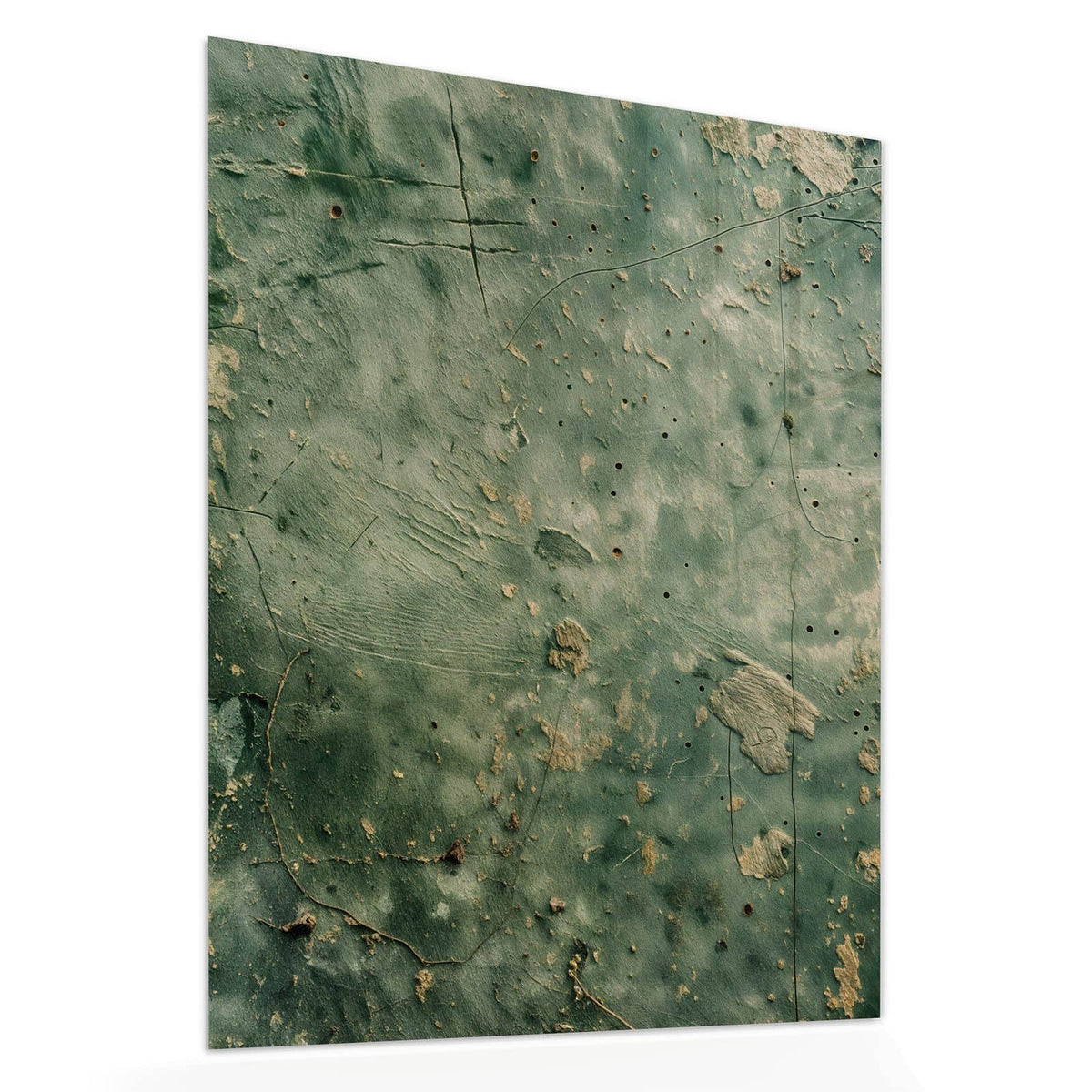 Echtglas, 4 mm – kein Acryl, keine Folie – Wandbild - Grüne Patina - Hochformat