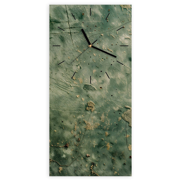 Wanduhr Verwitterte Wandfarbe aus Glas – Hochformat 30 × 60 cm mit Ziffernblatt Linie