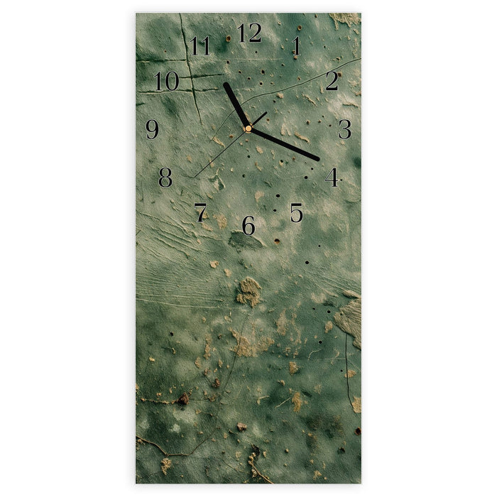 Wanduhr Verwitterte Wandfarbe aus Glas – Hochformat 30 × 60 cm mit Ziffernblatt Klassisch