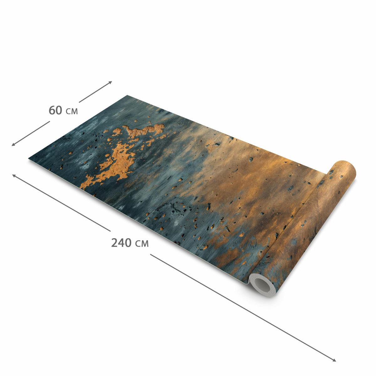 Flacher großer Küchenteppich mit Motiv verwitterte Wand in der Größe 60x120 cm