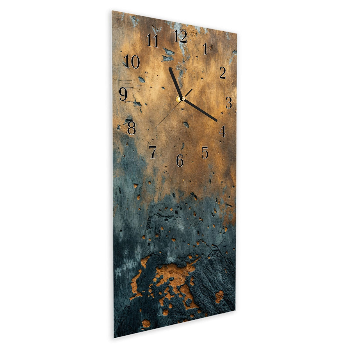 Vormontiert – mit Schwebeeffekt – Wanduhr verwitterte Wand aus Glas – Hochformat 30 × 60 cm