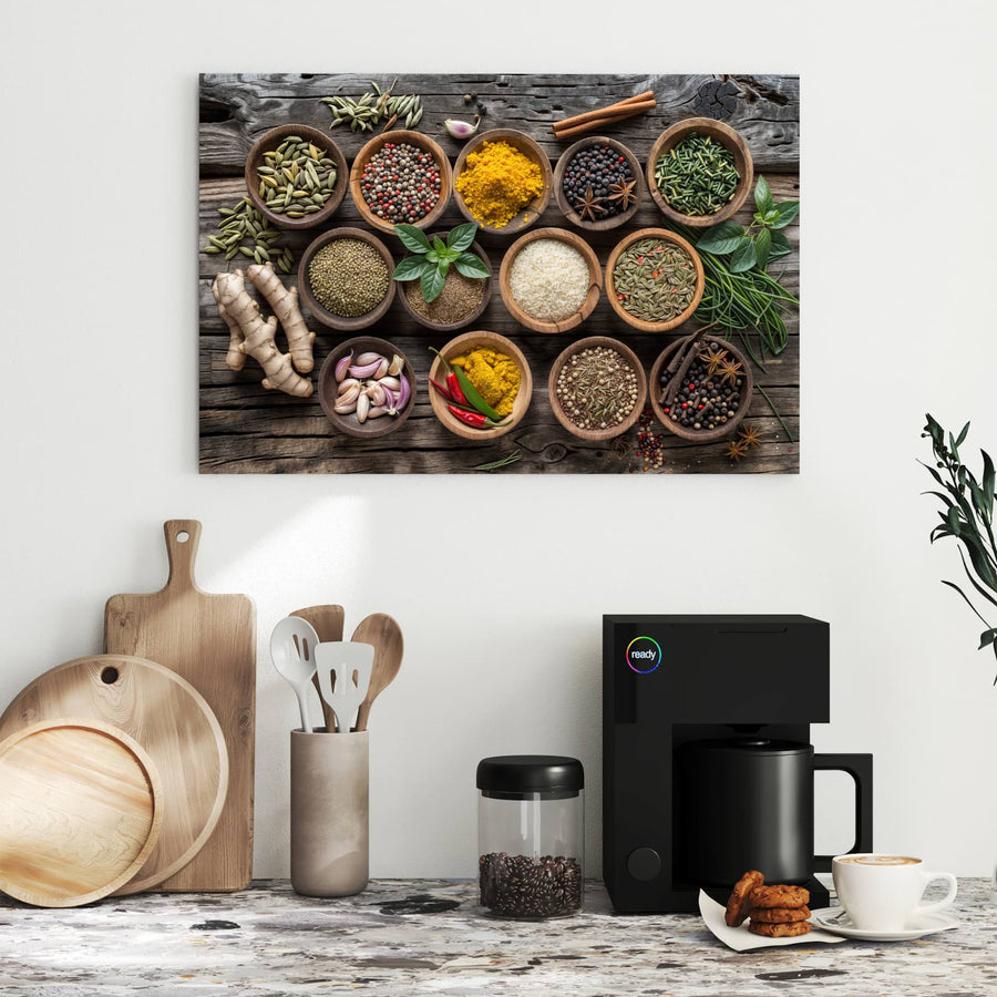 Maße Metall Magnettafel - Gewürze auf Holztisch