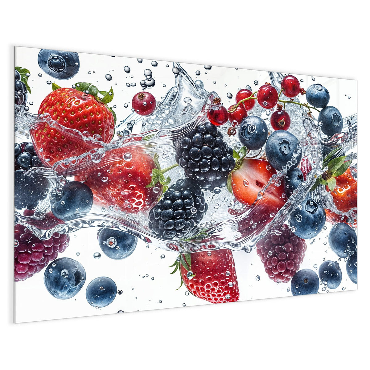 4 mm Glas statt lackiertem Blech – Magnettafel - Beeren im Spritzwasser