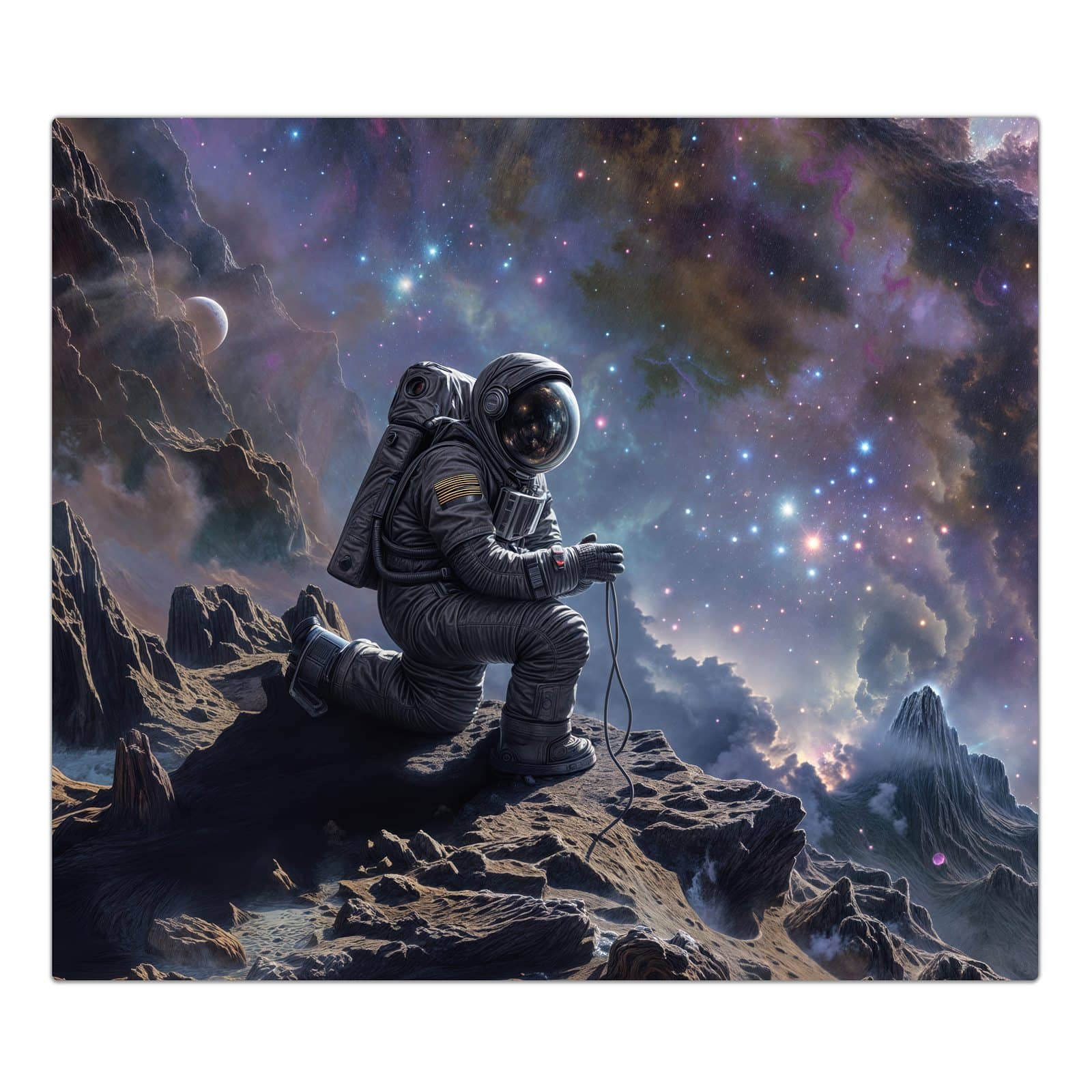 1-teilige Herdabdeckplatten mit Astronaut im Weltraum-Motiv in der Frontansicht