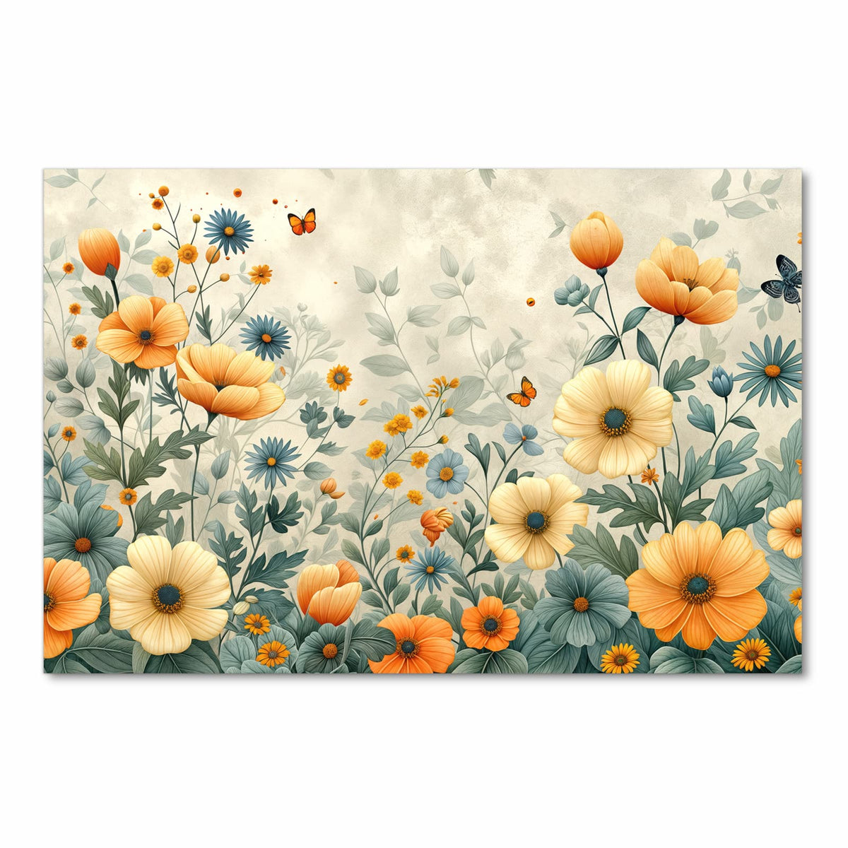 Langlebiger Küchenläufer mit Motiv Blumenwiese in Frontansicht