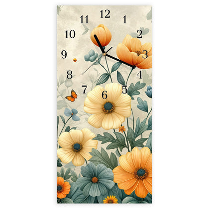 Wanduhr mit dem Motiv Sommerblüten auf Beige