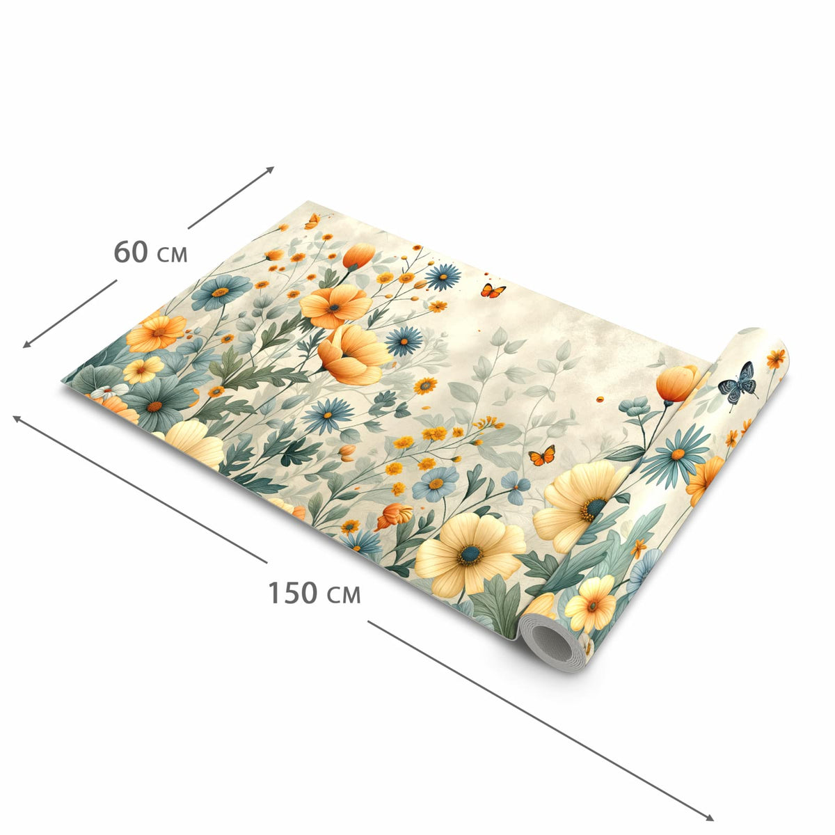 Komfortabler rutschfester Teppich mit Motiv Blumenwiese in der Grösse 80x300 cm