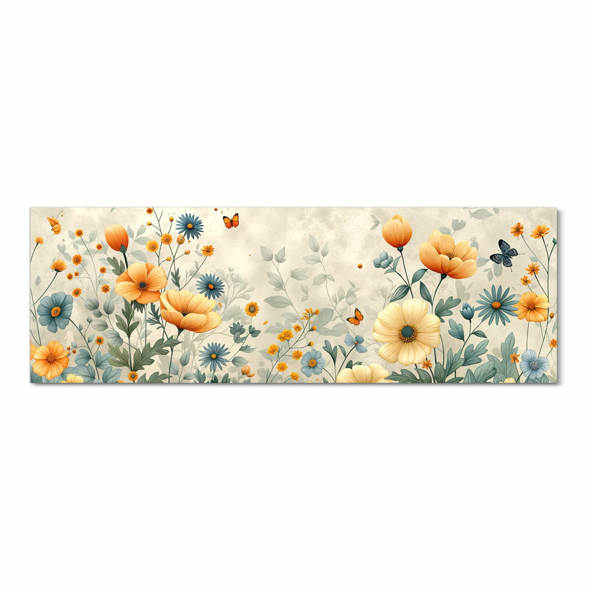 Wasserabweisender Küchenteppich mit Motiv Blumenwiese in Frontansicht