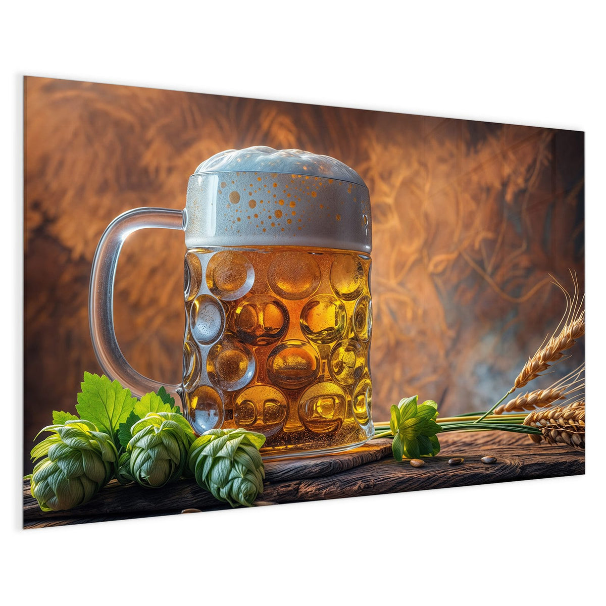 4 mm Glas statt lackiertem Blech – Magnettafel - Bierkrug mit Hopfen