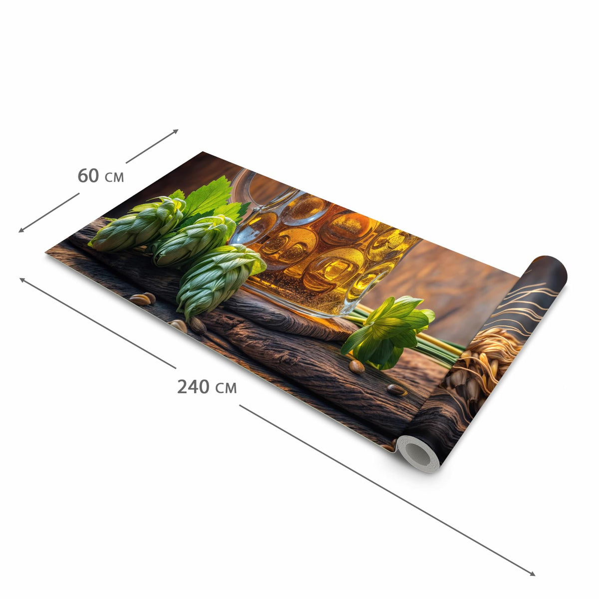 Hygienischer abwaschbarer Küchenteppich mit Motiv Bierkrug in der Grösse 80x280 cm
