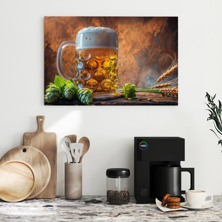 Maße Metall Magnettafel - Bierkrug mit Hopfen