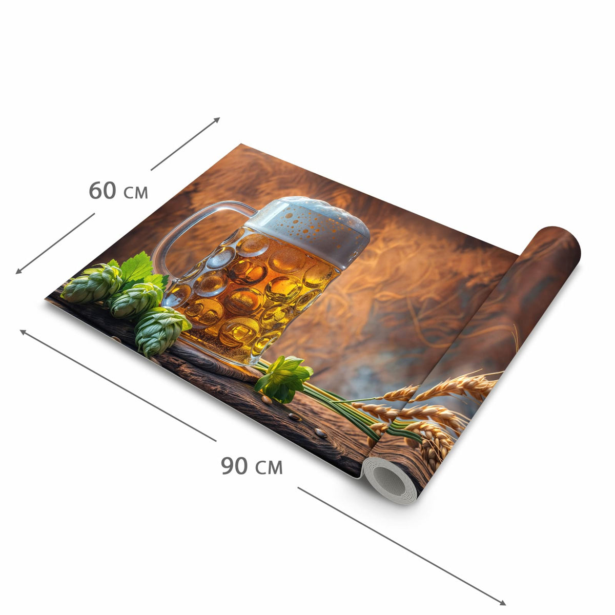 Langlebiger Teppich für Küche mit Motiv Bierkrug in der Grösse 80x280 cm