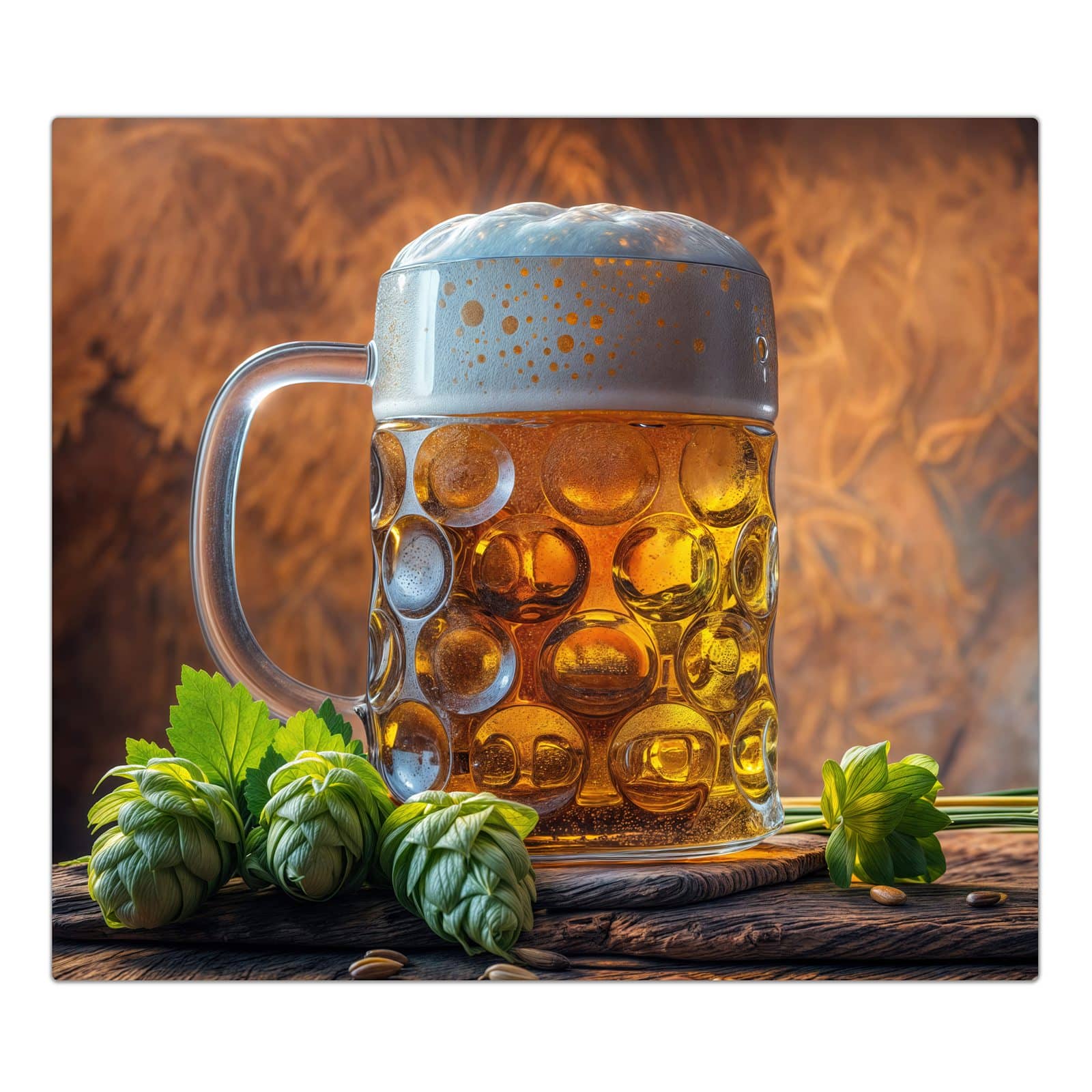 1-teilige Abdeckplatte für Induktionsherd mit Bierkrug-Motiv in der Frontansicht #grösse_1-Teilig (60x52cm)