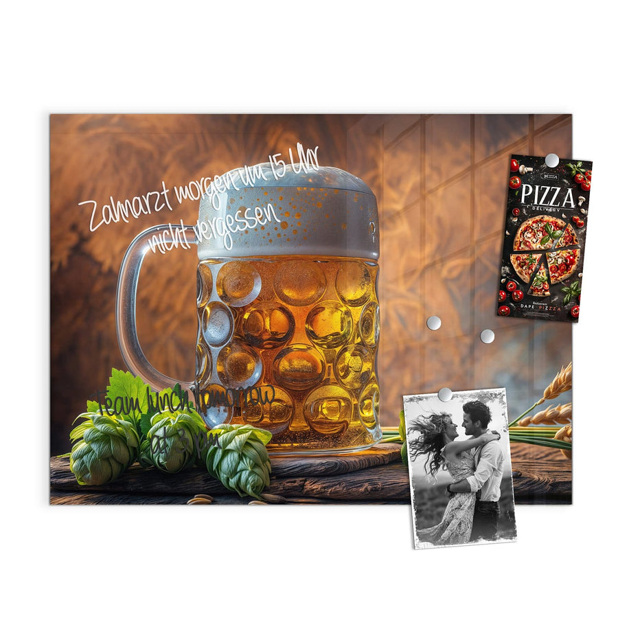 Maße Magnettafel - Bierkrug mit Hopfen