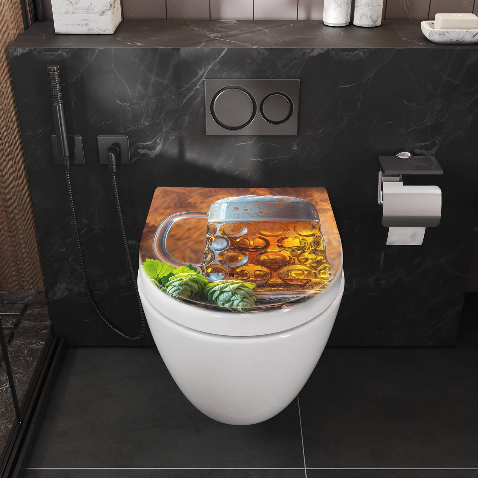 WC-Sitz mit Absenkautomatik Bierkrug