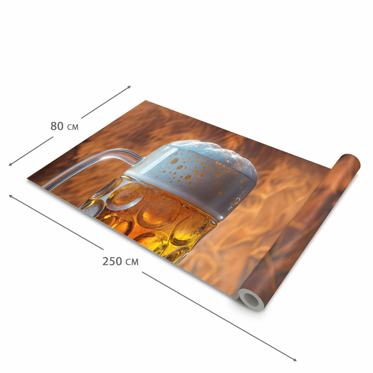 Feuchtigkeitsresistenter Teppich für die Küche mit Motiv Bierkrug in der Grösse 80x280 cm