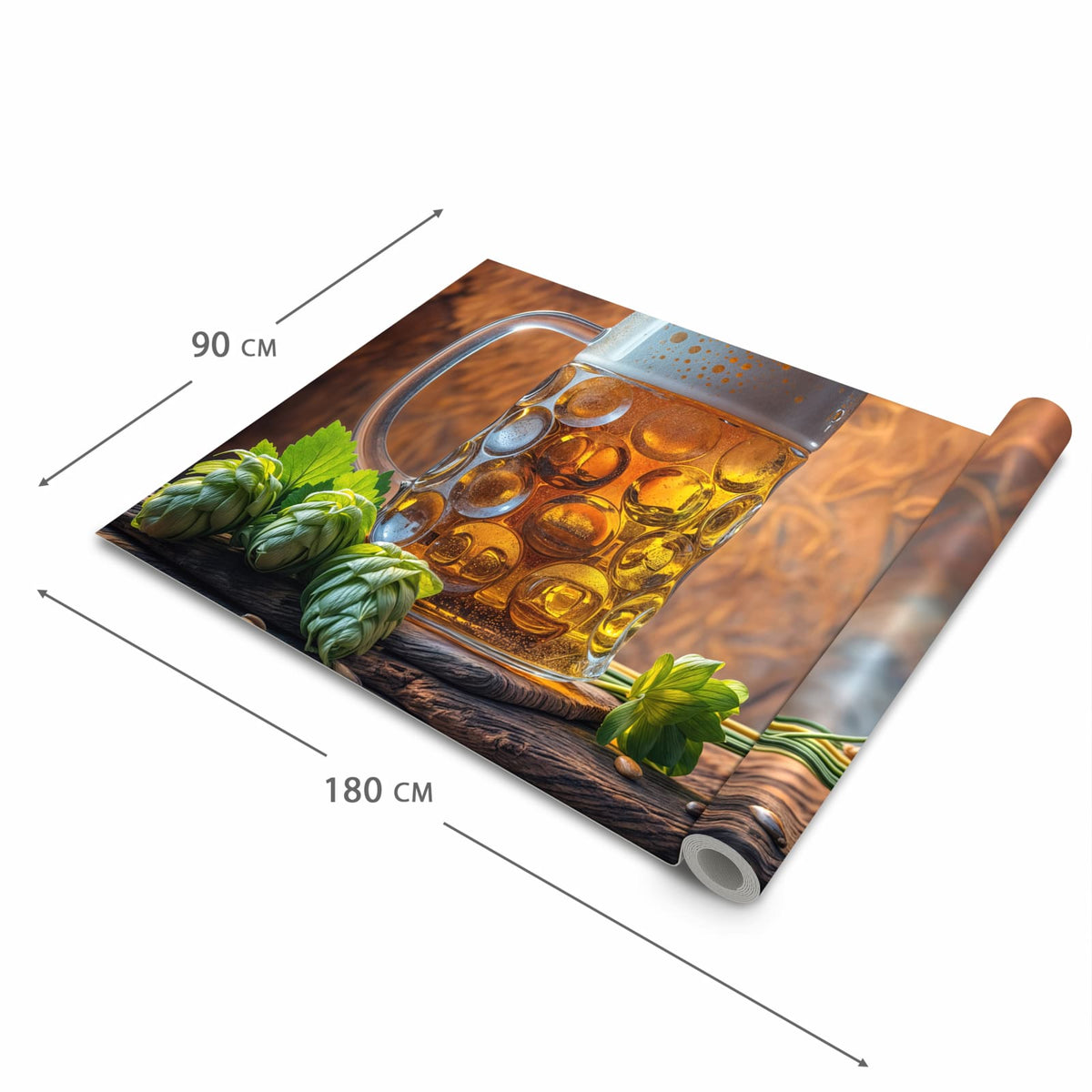 Bodenschonender Küchenteppich mit Motiv Bierkrug in der Grösse 80x280 cm
