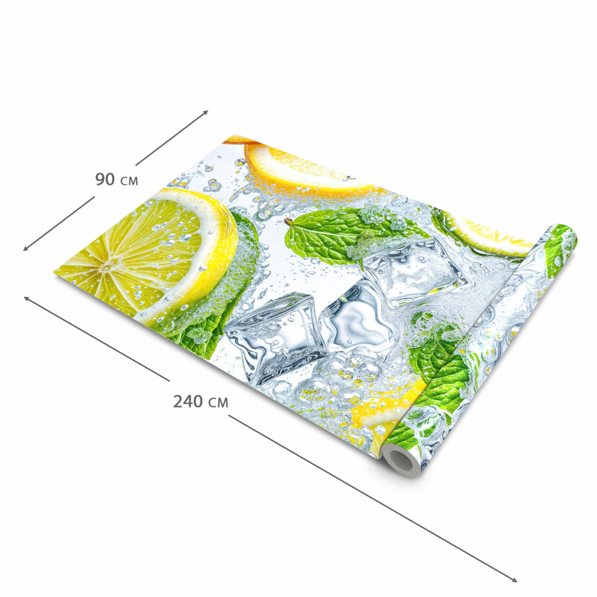 Fleckenresistenter langer Teppich mit Motiv Zitrusfrische in der Grösse 90x240 cm