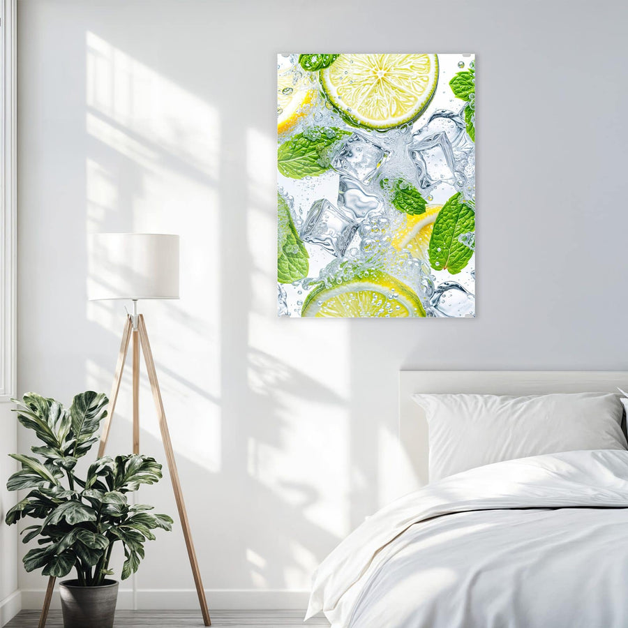 Maße Wandbild - Zitrusscheiben im Eis - Hochformat