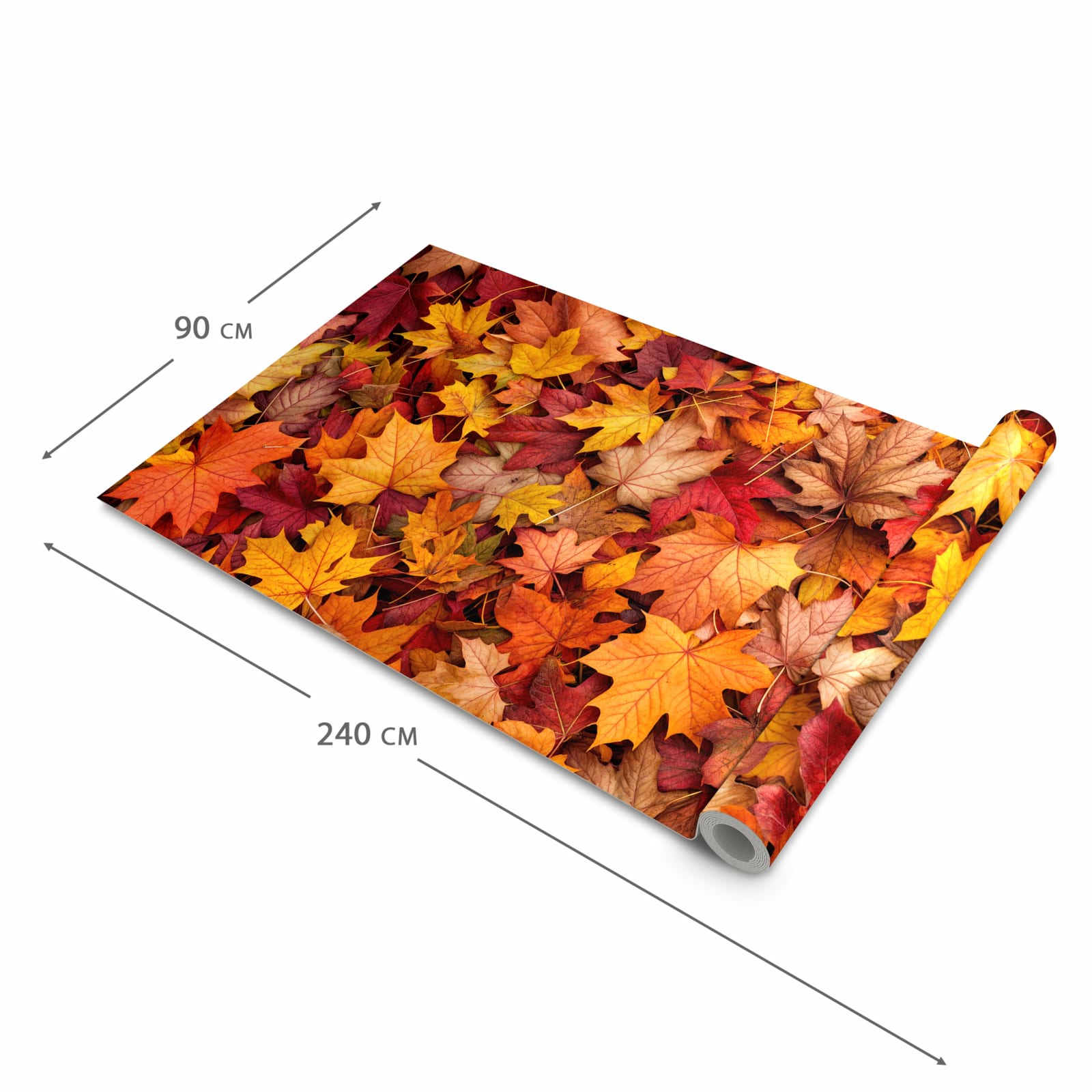 Komfortabler Küchenläufer nach Maß mit Motiv Herbstlaub in der Größe 80x280 cm