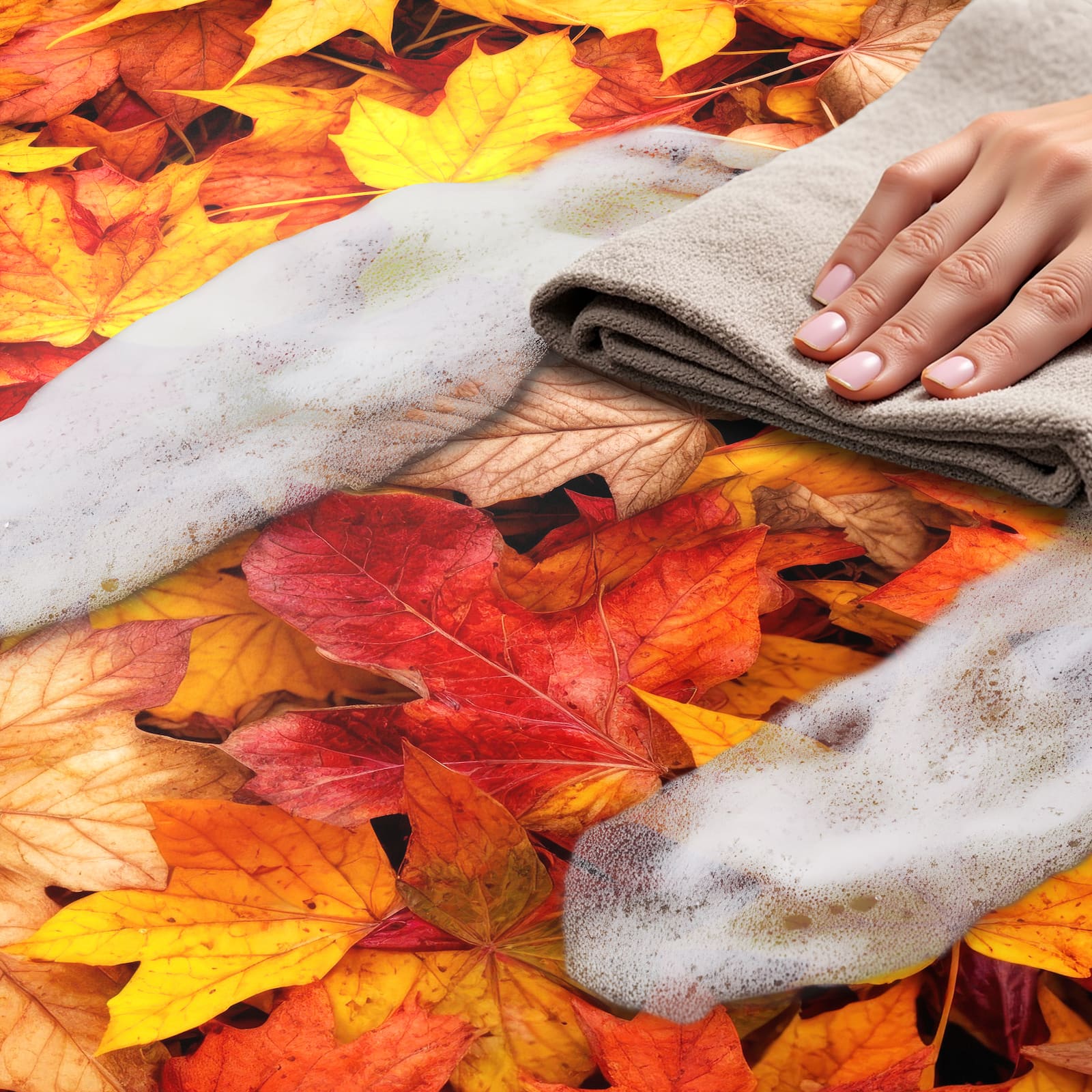 Komfortabler Küchenläufer mit Motiv Herbstlaub, einfach zu reinigen