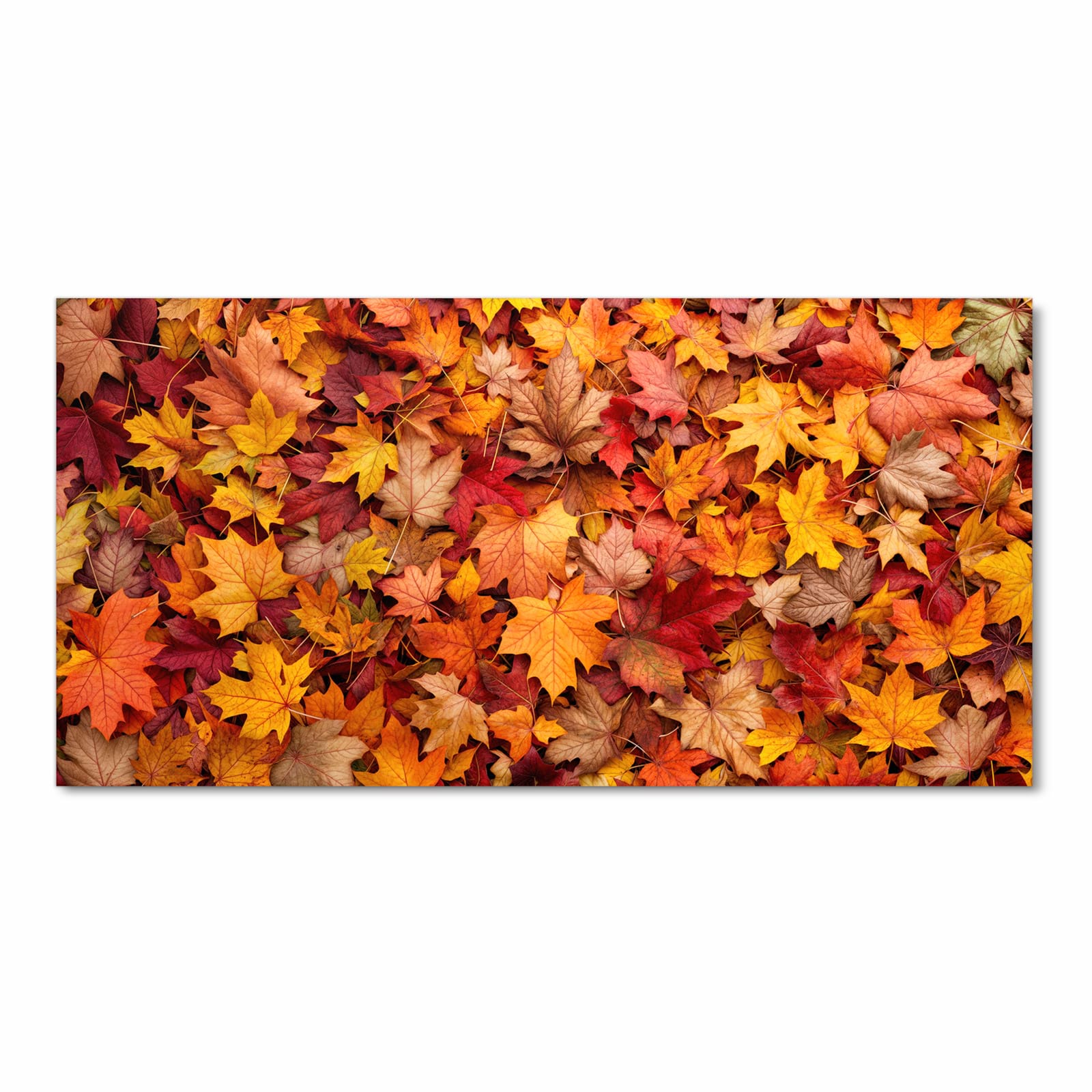 Formstabiler waschbarer Teppich fürs Esszimmer mit Motiv Herbstlaub in Frontansicht