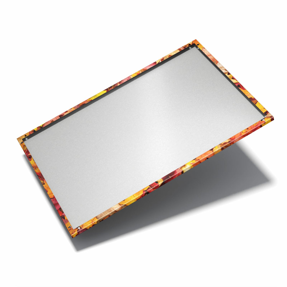 Nur 7 mm – liegt eng an der Wand – Metall Magnettafel - Ahornblätter von oben