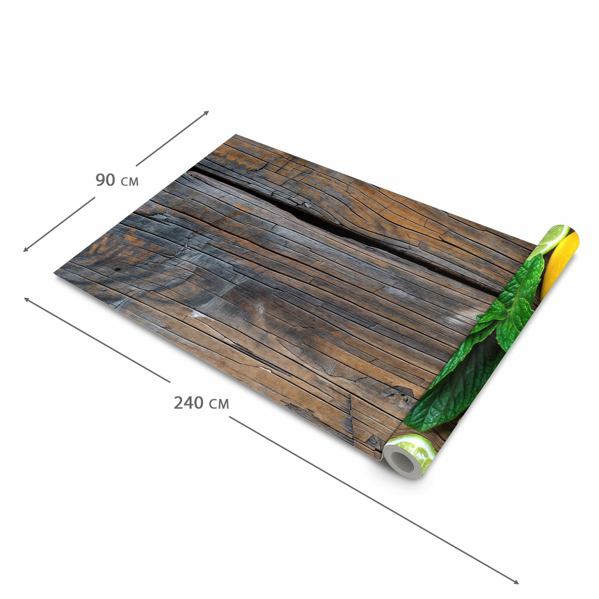 Waschbarer Küchenteppich mit Motiv Zitrusfruechte Holz in der Grösse 80x280 cm für sichere Aufbewahrung
