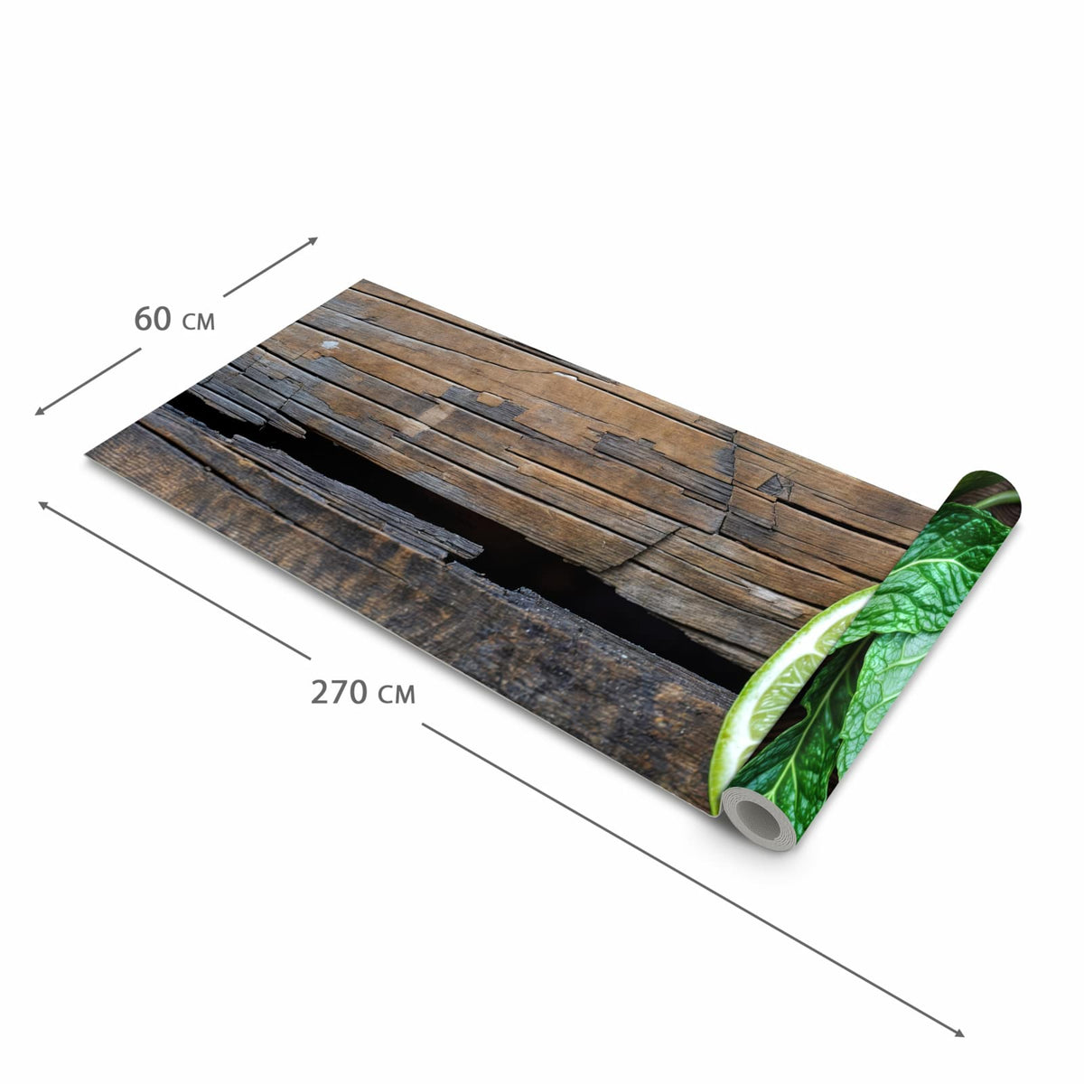 Langlebiger Bodenläufer mit Motiv Zitrusfruechte Holz in der Grösse 80x250 cm