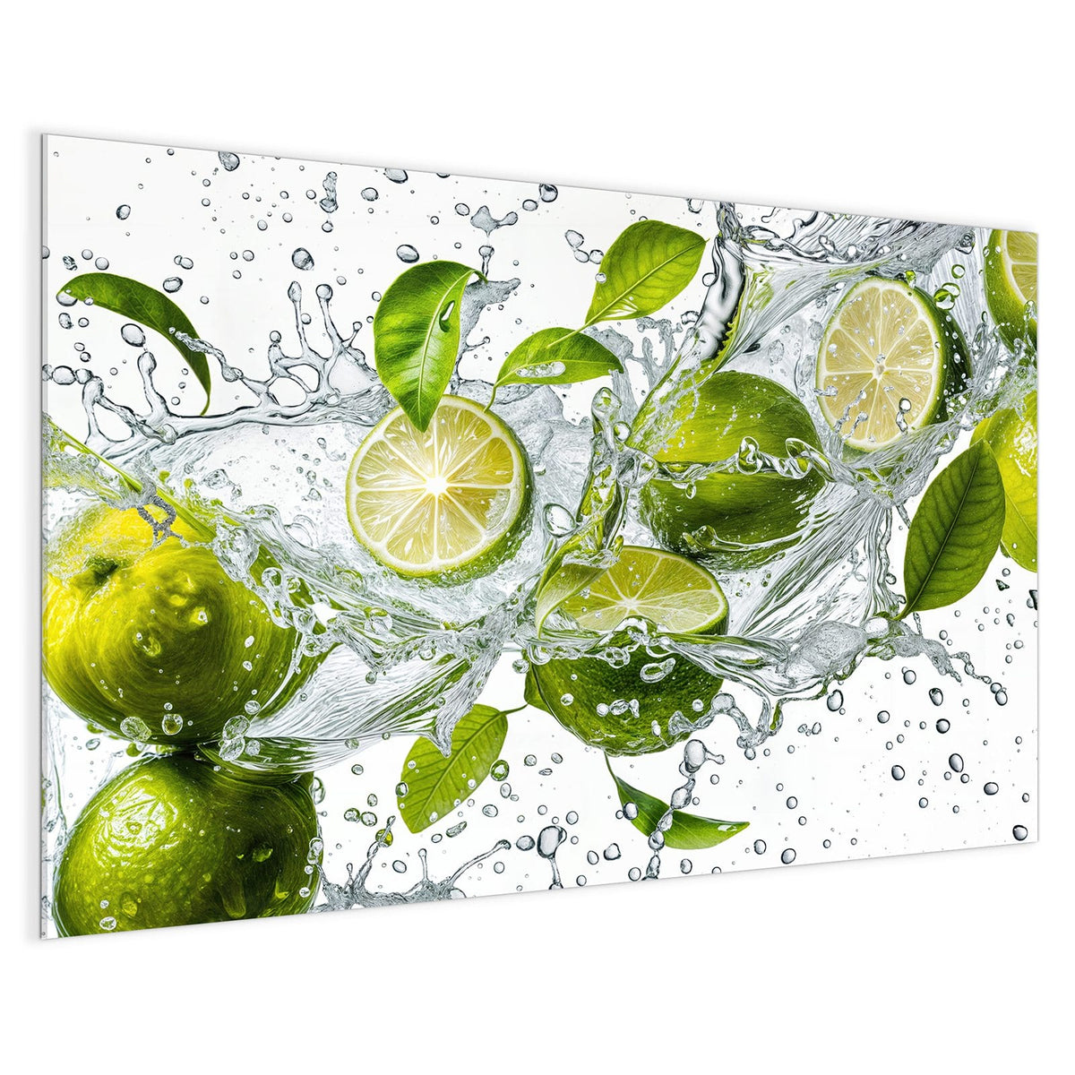 4 mm Glas statt lackiertem Blech – Magnettafel - Limetten im Wasser
