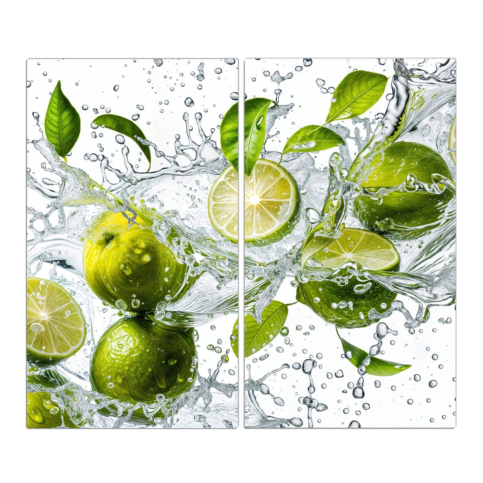 2-teilige Abdeckplatten mit Zitrusfrucht Spritzer-Motiv in der Frontansicht #grösse_2-Teilig (60x52cm)