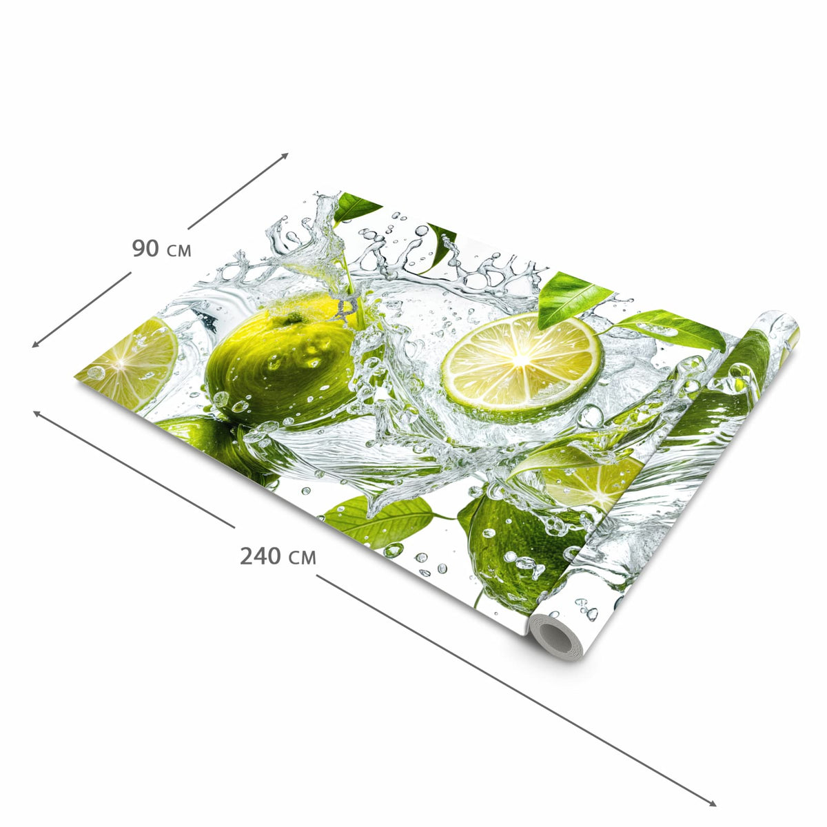 Rutschfester dünner Teppich mit Motiv Zitrusfrucht Spritzer in der Grösse 80x250 cm, einfach zu reinigen