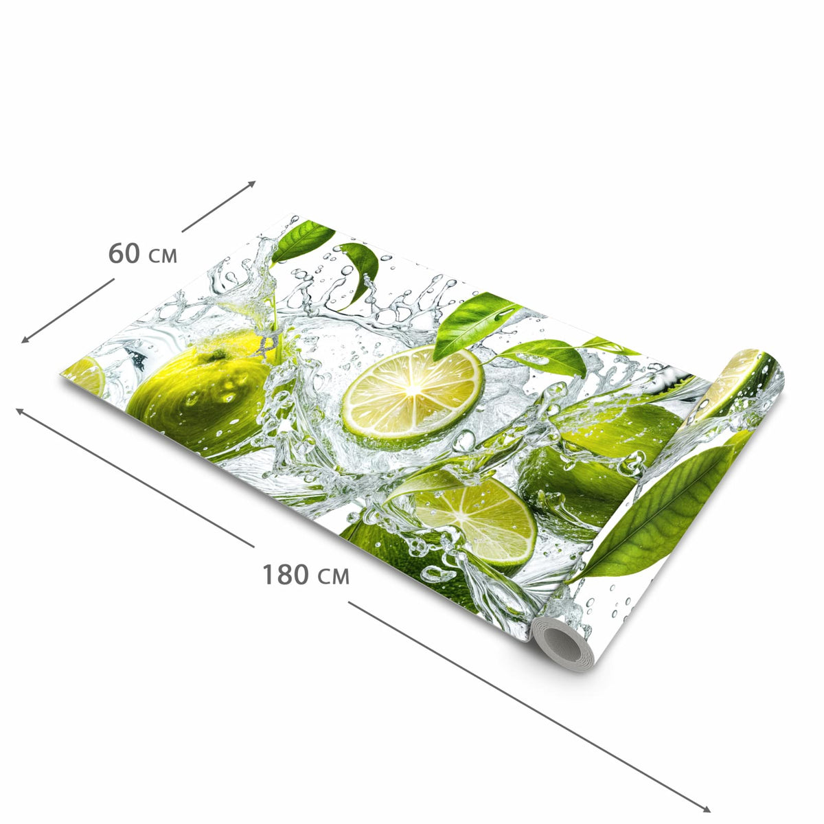 Waschbarer Küchenteppich mit Motiv Zitrusfrucht Spritzer in der Größe 80x250 cm für Trittkomfort