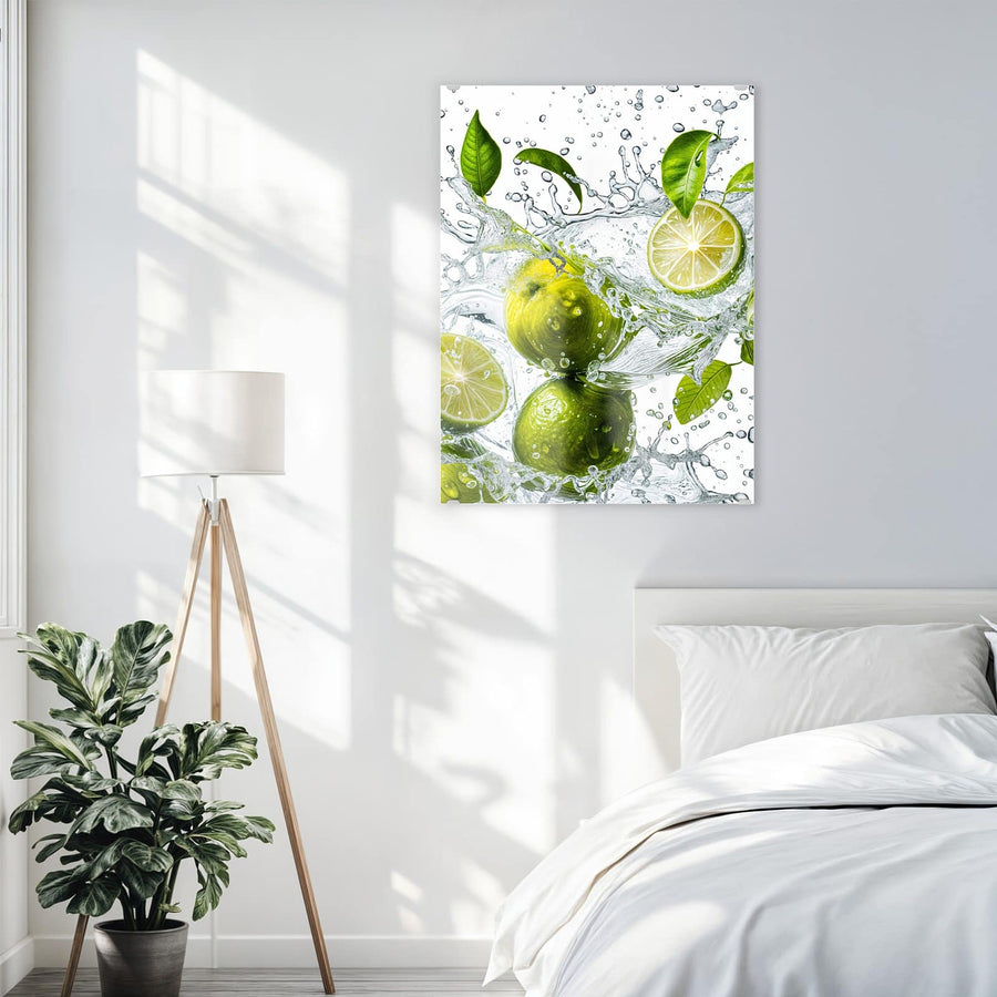 Maße Wandbild - Limetten im Wasser - Hochformat