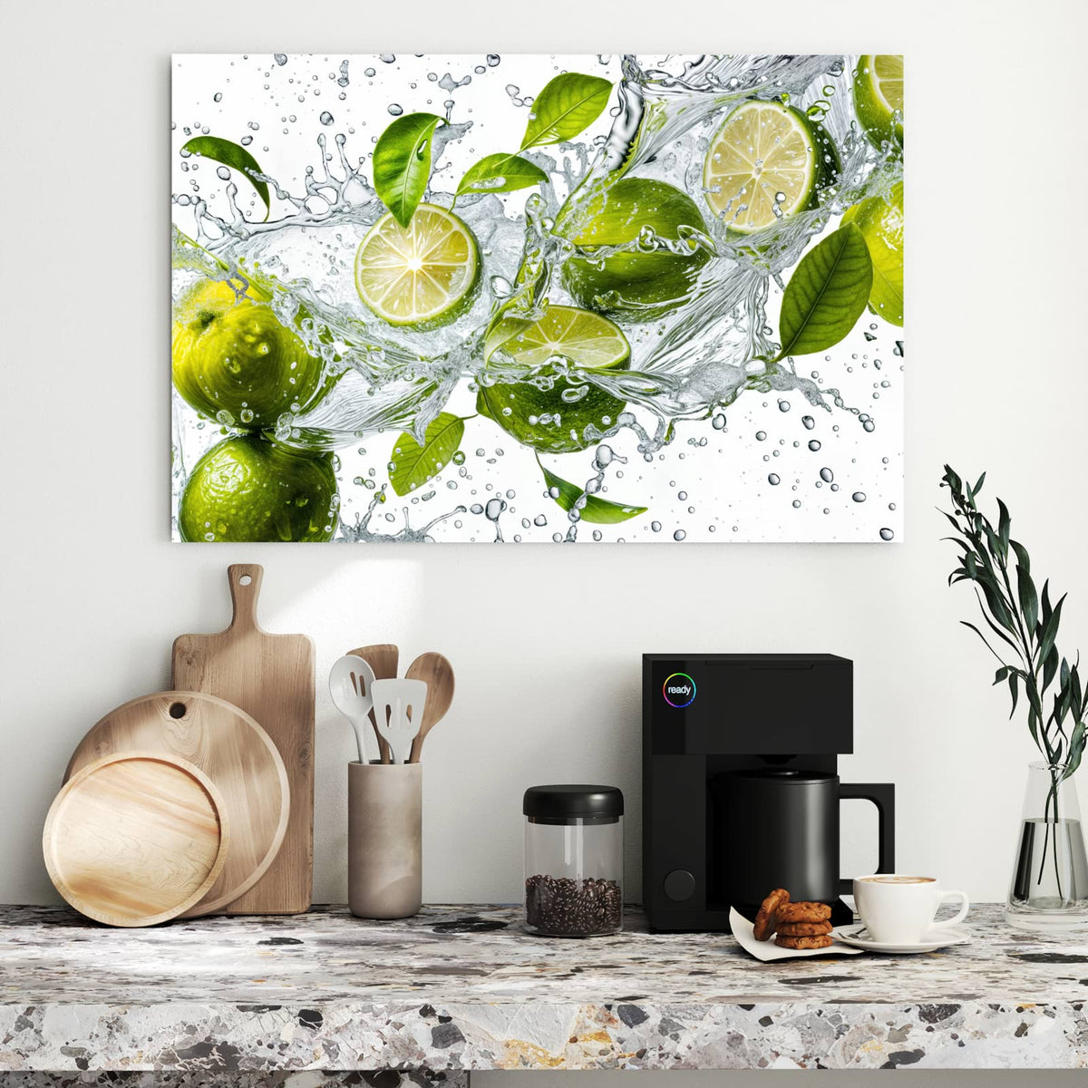 Metall Magnettafel - Limetten im Wasser – Limetten im Wasserspritzer