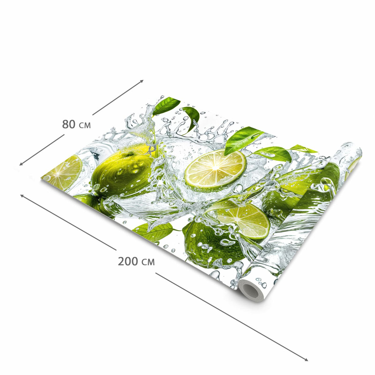 Langlebiger waschbarer Küchenläufer mit Motiv Zitrusfrucht Spritzer in der Größe 80x250 cm
