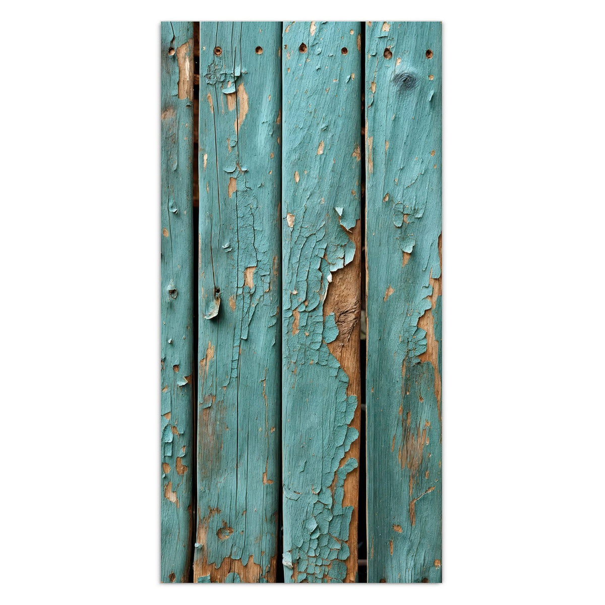 11 Größen – von 30 × 60 bis 60 × 150 cm – Wandbild - Türkise Farbe auf Holz - Hochformat