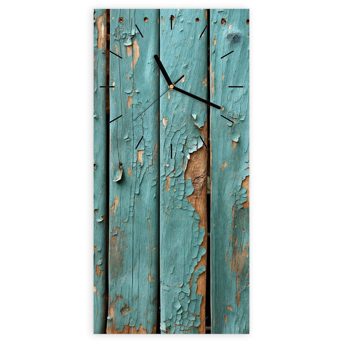 Wanduhr Alte Abblätternde Farbe aus Glas – Hochformat 30 × 60 cm mit Ziffernblatt Linie