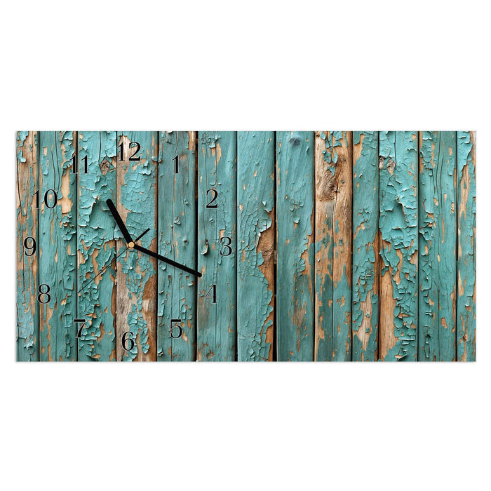 Wanduhr Alte Abblätternde Farbe aus Glas – Querformat 60 × 30 cm mit Ziffernblatt Klassisch