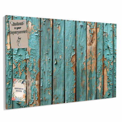 Metall Magnettafel mit dem Motiv Türkise Farbe auf Holz
