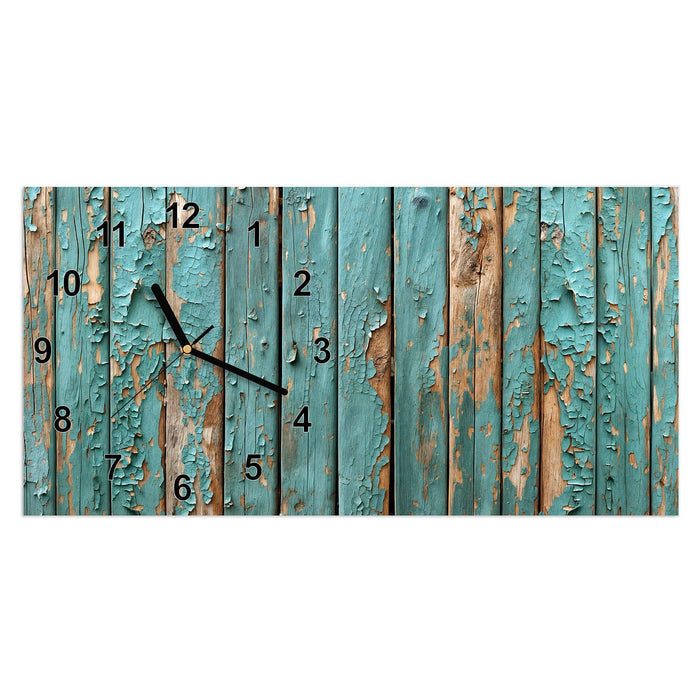 Wanduhr Alte Abblätternde Farbe aus Glas – Querformat 60 × 30 cm mit Ziffernblatt Modern