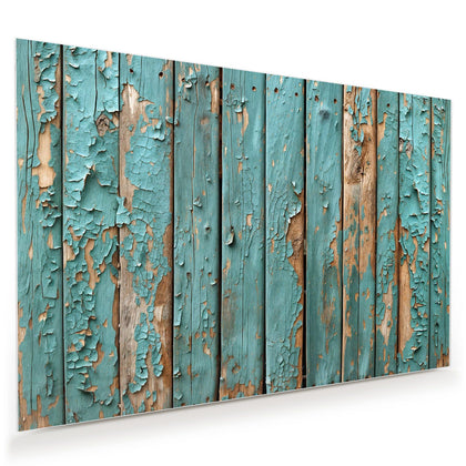 Wandbild mit dem Motiv Türkise Farbe auf Holz