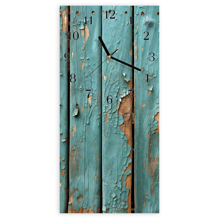 Wanduhr Alte Abblätternde Farbe aus Glas – Hochformat 30 × 60 cm mit Ziffernblatt Klassisch
